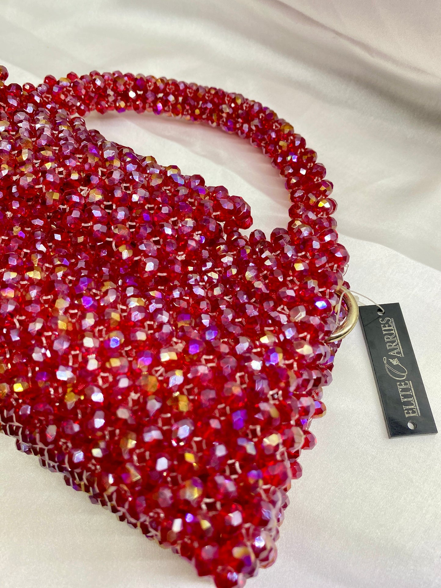 Zeenat Crystal Luxe Clutch – Mehroon – Luxury Handmade Beaded Bag – Elite Carries