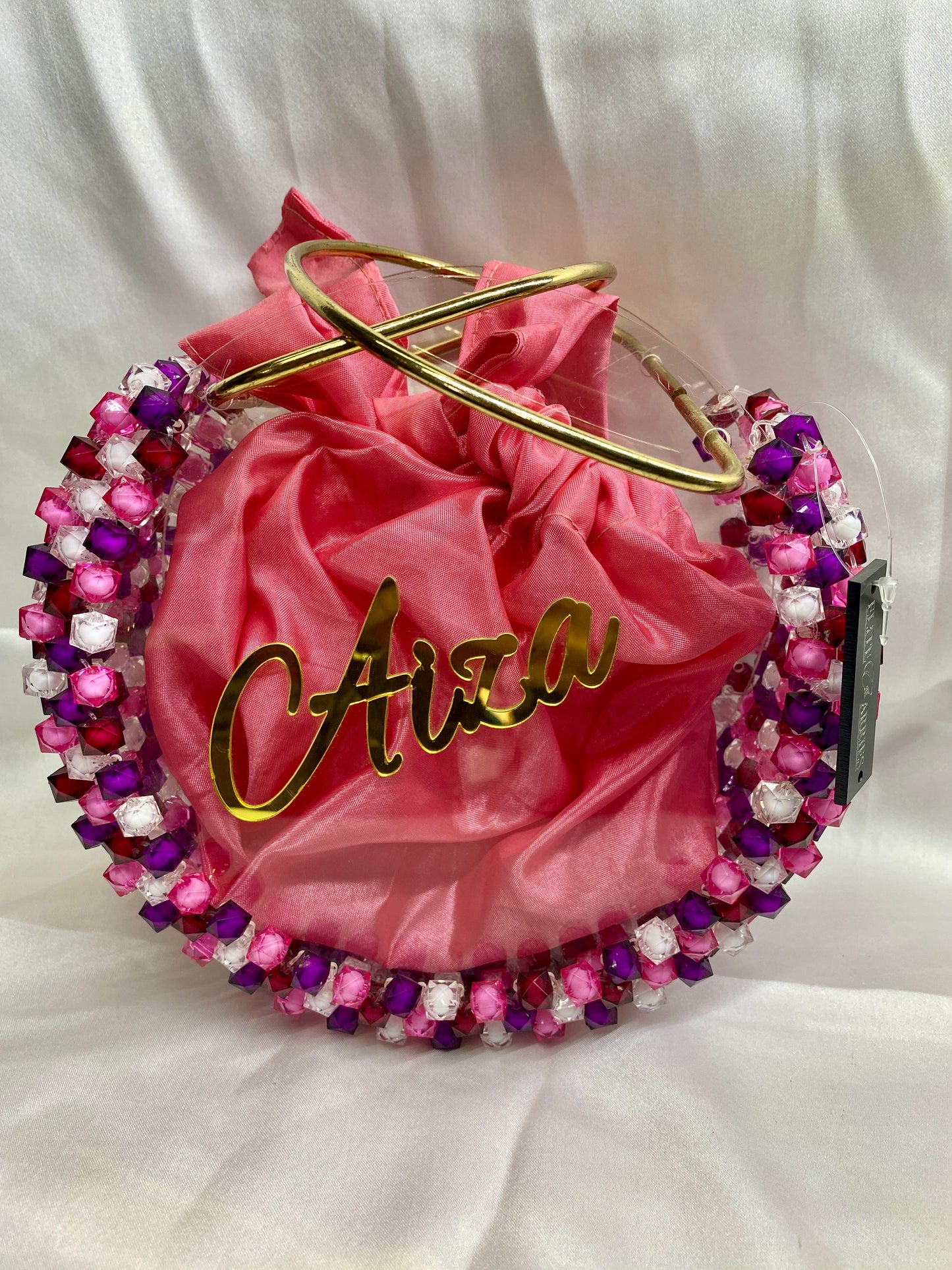 Bridal round clutch with crystal beading – Round Vogue