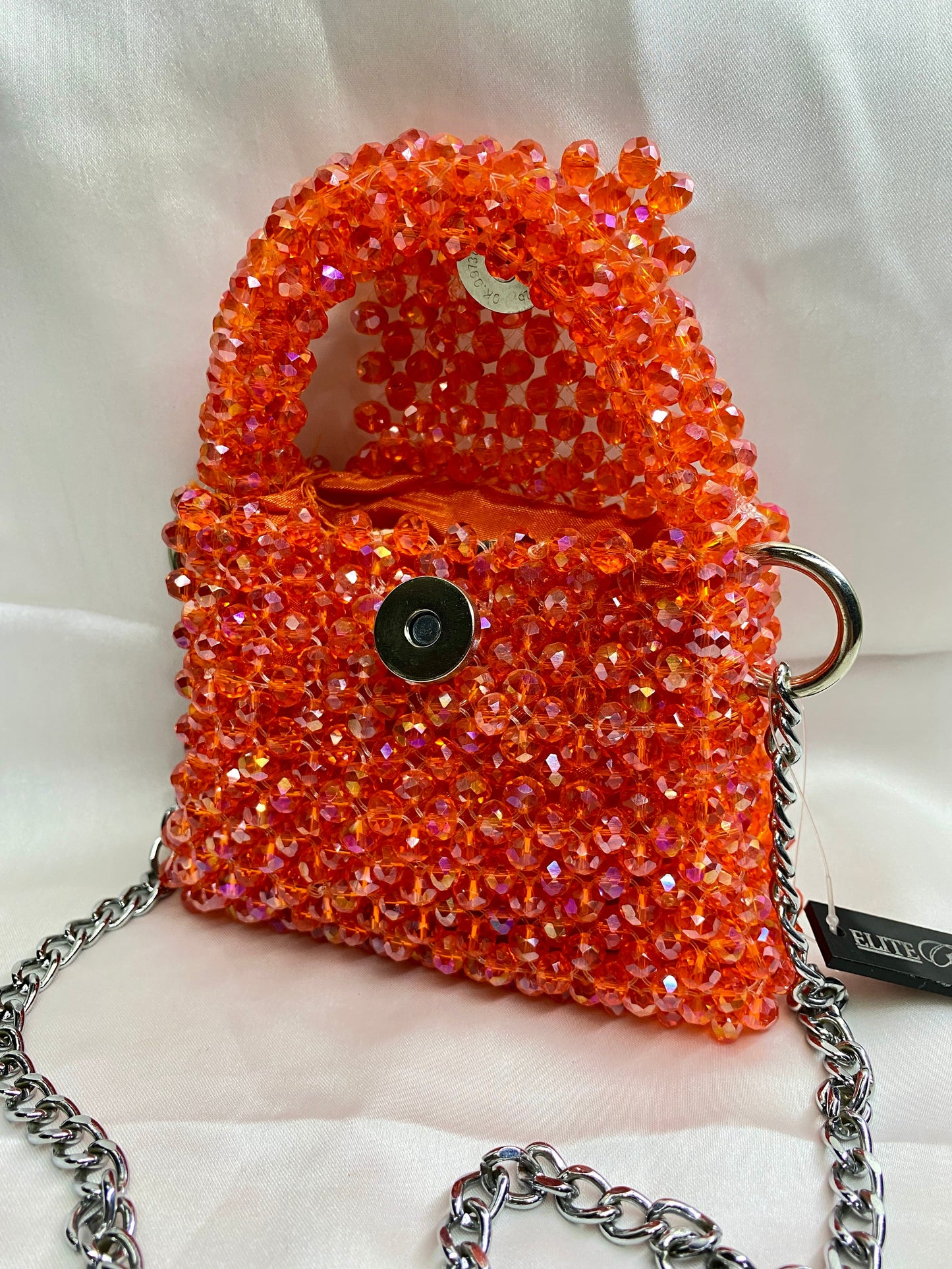Handmade orange beaded evening bag – Celesté by Elite Carries