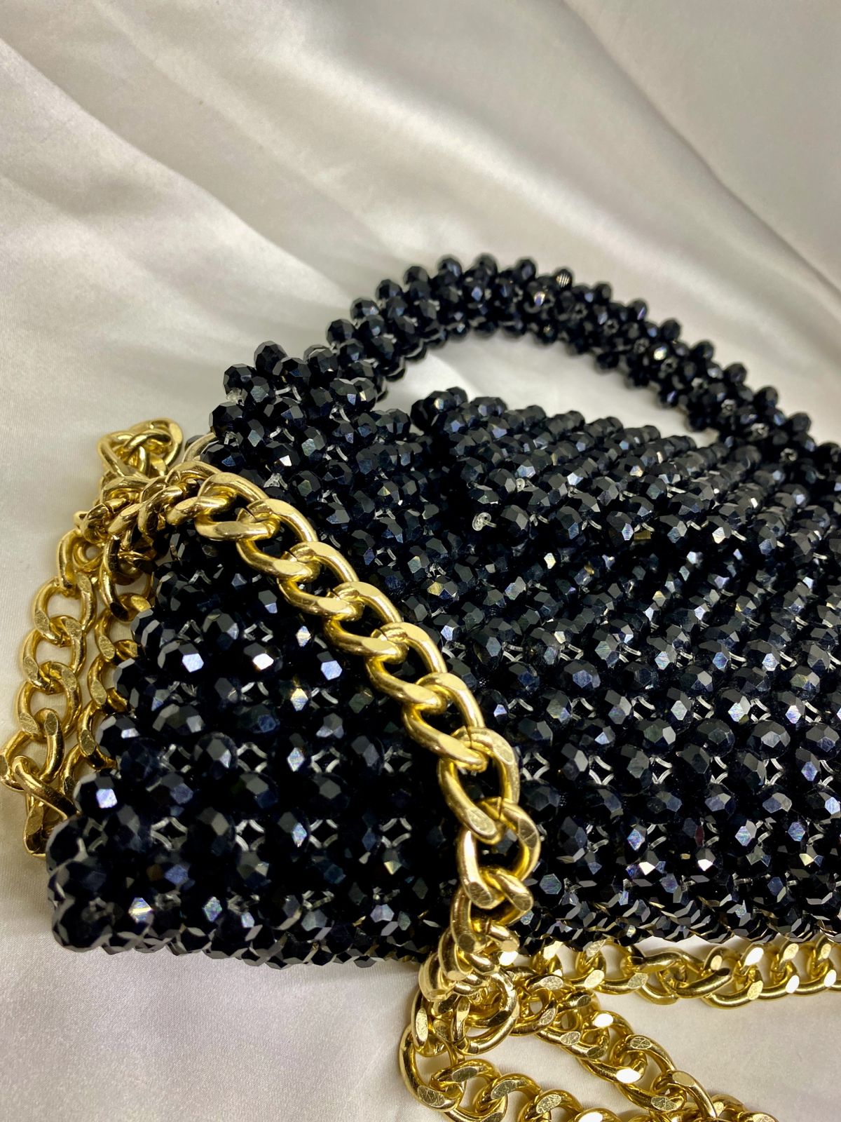 Zeenat Black Crystal Beaded Clutch – Formal Party Wear – Elite Carries