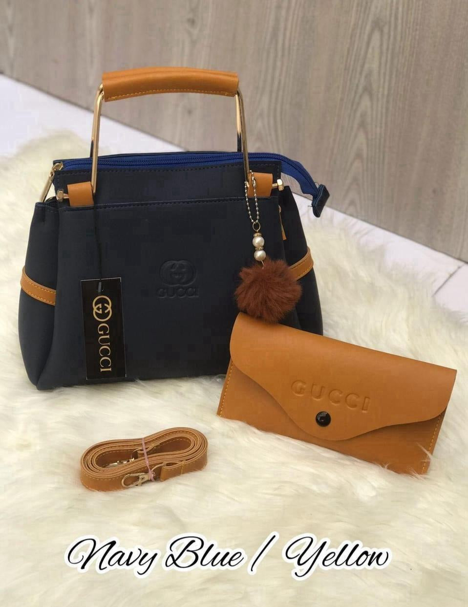 Gucci 2 Pc Girl's Rexine Plain Hand Bag Set