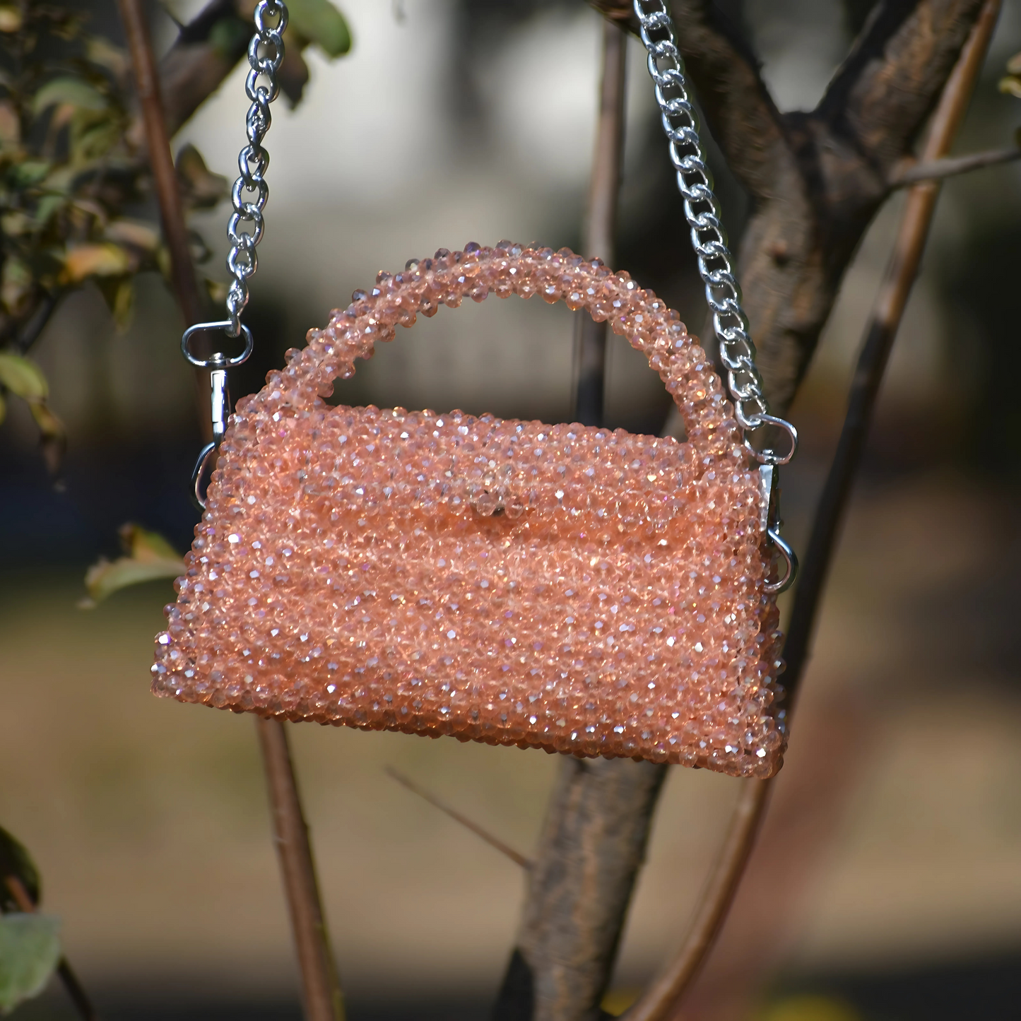 Elite Carries Peach Pink Crystal Clutch – Perfect for Bridal Looks and Formal Events