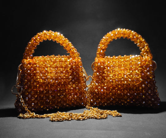 Elite Carries Golden Crystal Handmade Bag – Elegant, Luxurious Design for Weddings, Parties, and Special Occasions