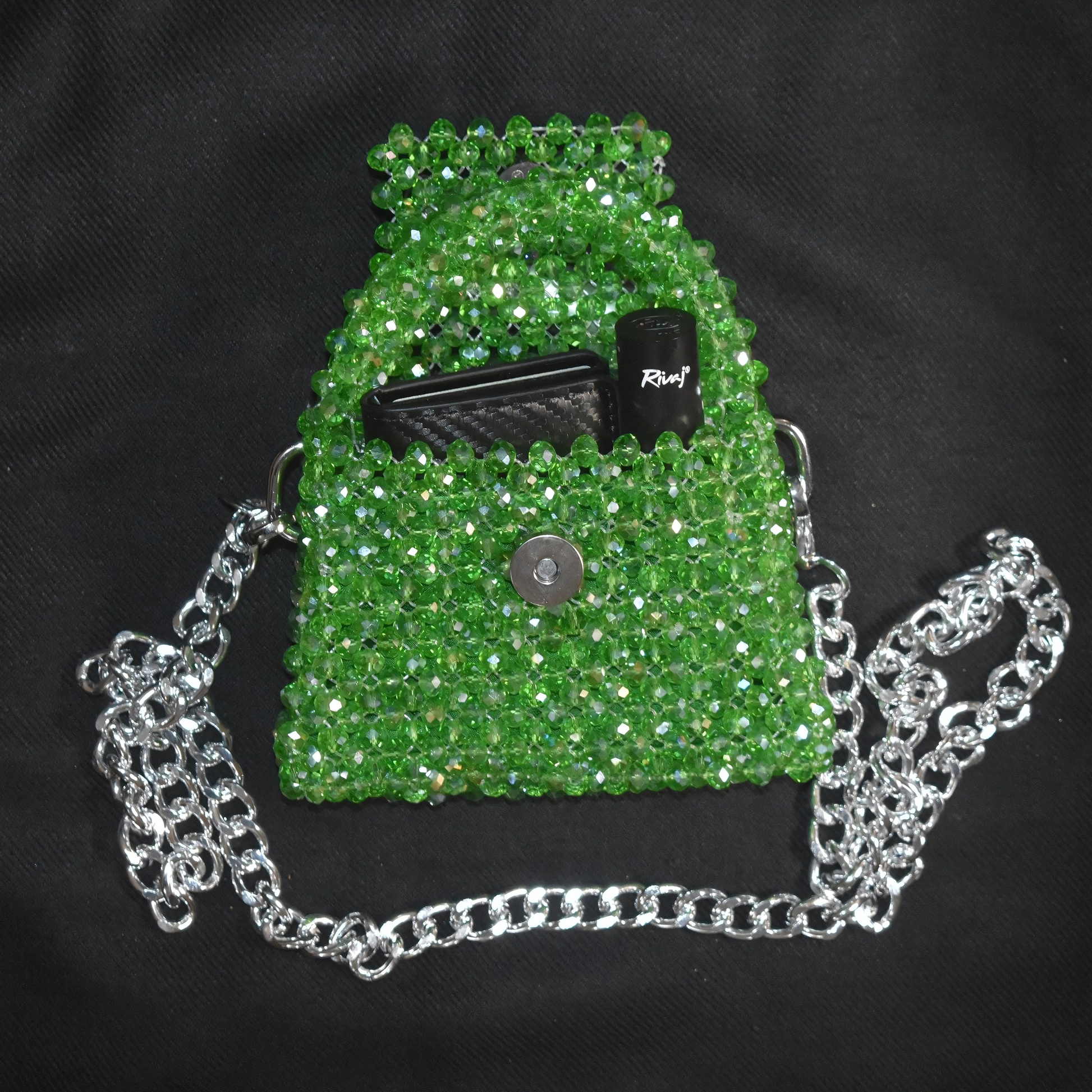 Handcrafted Green Crystal Bag by Elite Carries – Perfect for Bridal Glam, Special Events, and Gifting