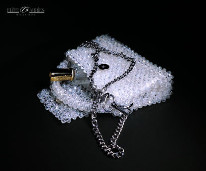 Zeenat Crystal Luxe Clutch – White – Bridal Shower Purse – Handmade in Pakistan