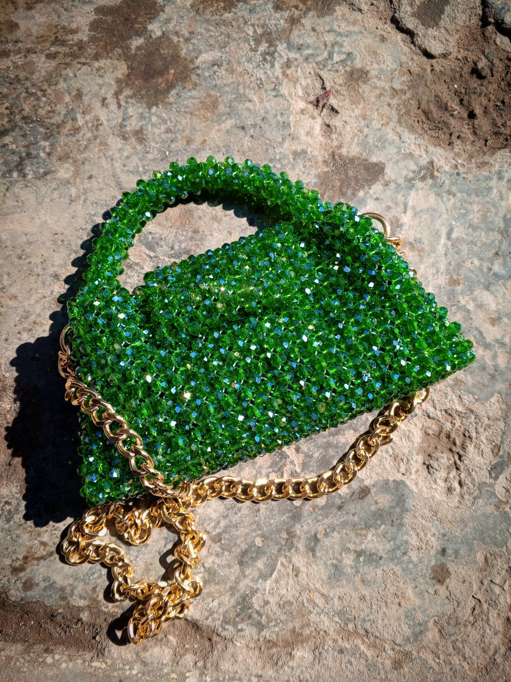 Zeenat Crystal Luxe Clutch – Green – Traditional Wedding Bag – Handmade in Pakistan