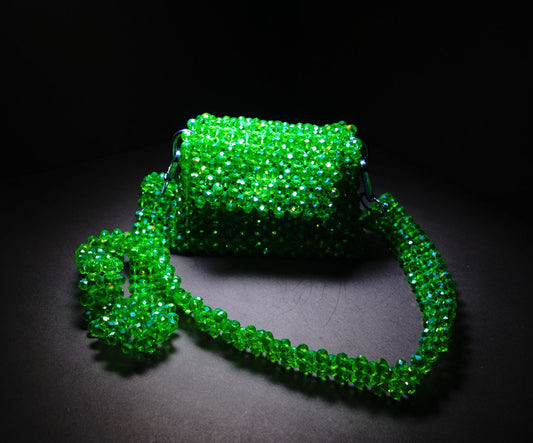 Elite Carries Green Crystal Handmade Bag – A Chic Accessory for Weddings & Celebrations