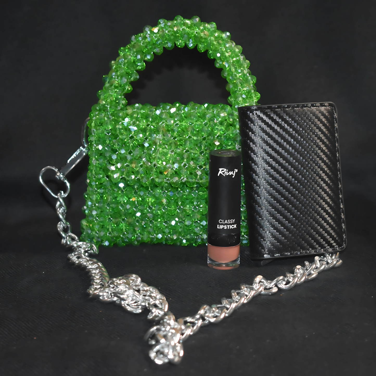 Elite Carries Green Crystal Handmade Evening Bag – Stunning Design for Weddings, Parties, and Celebrations