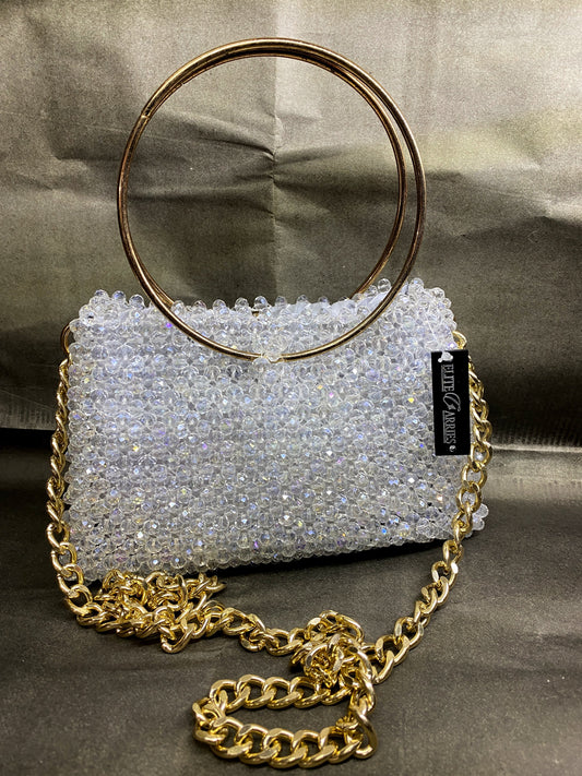 "Blush Luxe Tote – handmade crystal beaded shoulder bag – Elite Carries"
