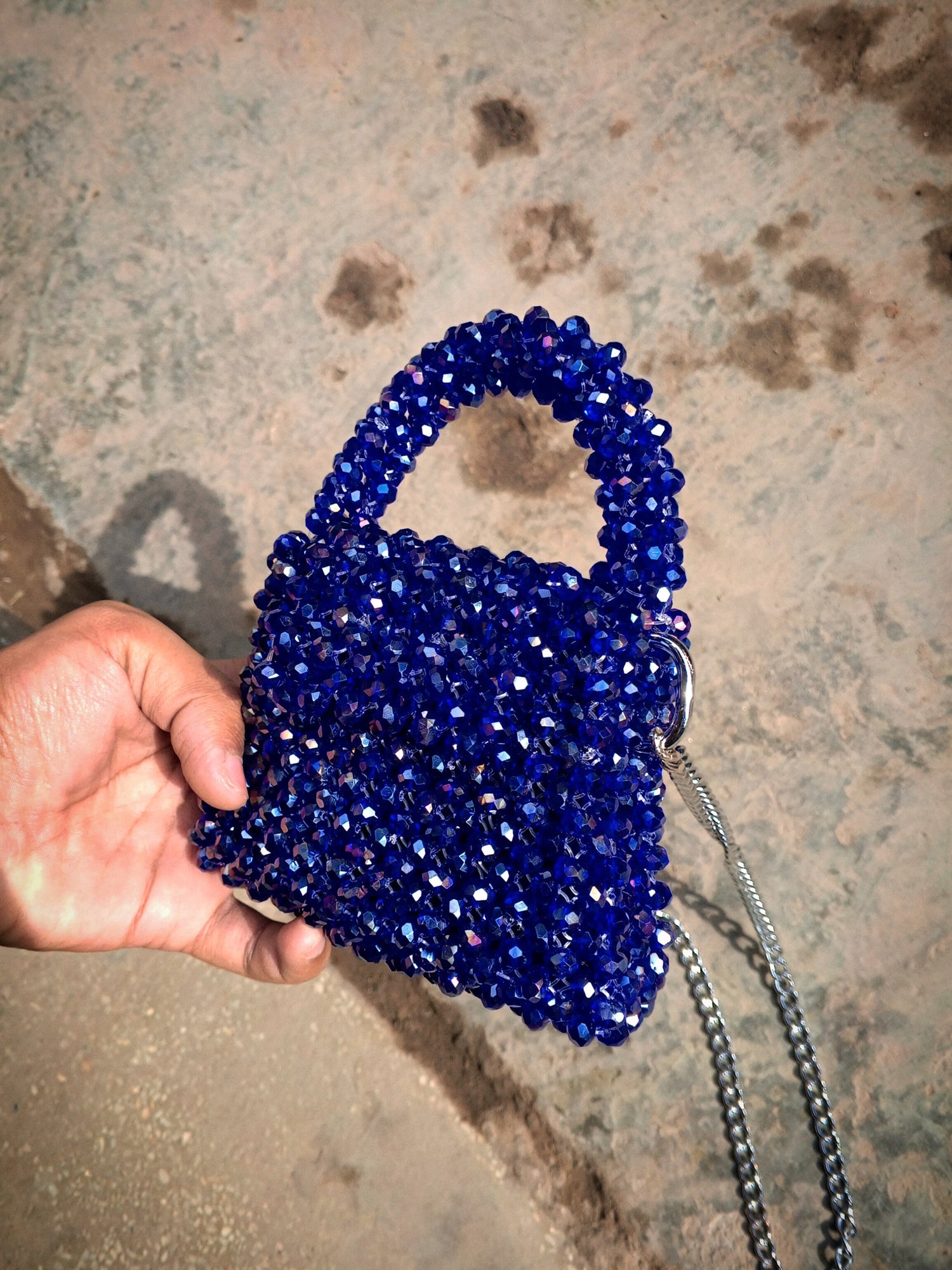 Blue beaded evening clutch – luxury purse by Elite Carries