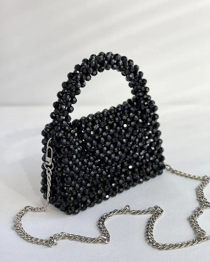 Handcrafted black beaded evening purse – Celesté clutch design
