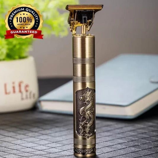 Unisex Gold Metal Hair Trimmer with 4 Sharp Blades – Fast Charging, Zero Oil Head Design