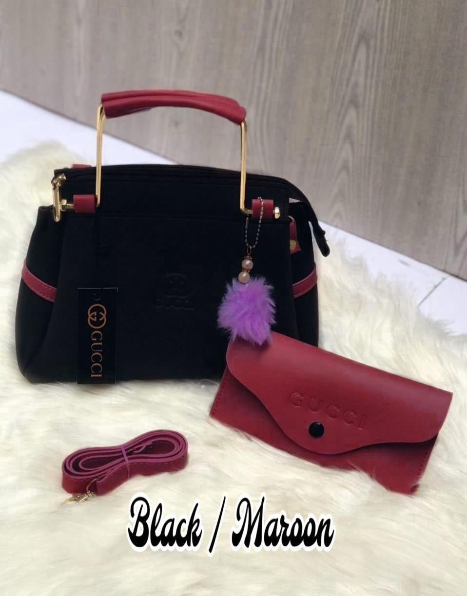 Gucci 2 Pc Girl's Rexine Plain Hand Bag Set