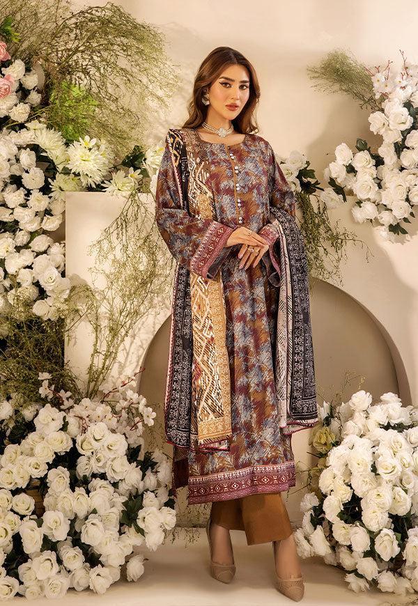 3 Pc Digital Printed Suit By Safwa Brand