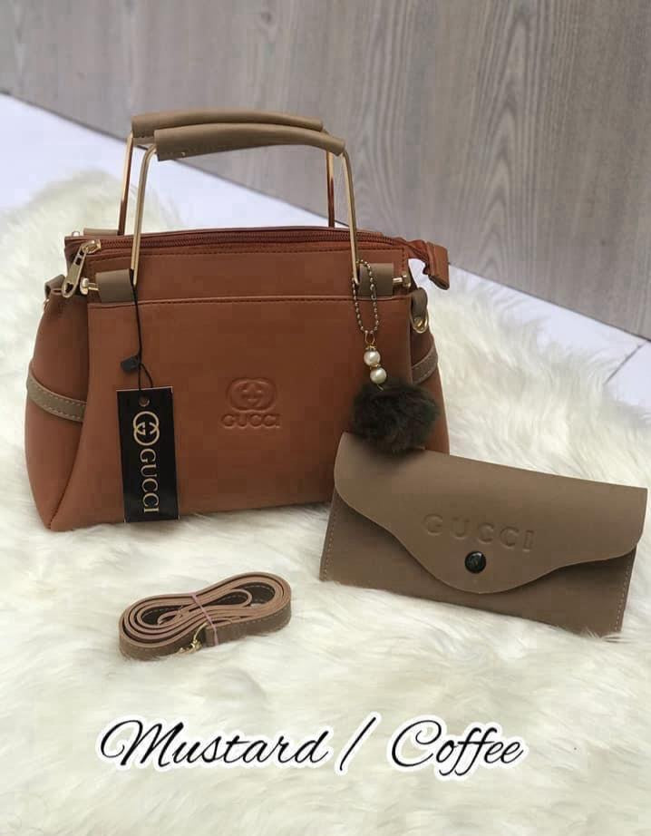 Gucci 2 Pc Girl's Rexine Plain Hand Bag Set