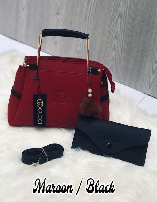 Gucci 2 Pc Girl's Rexine Plain Hand Bag Set