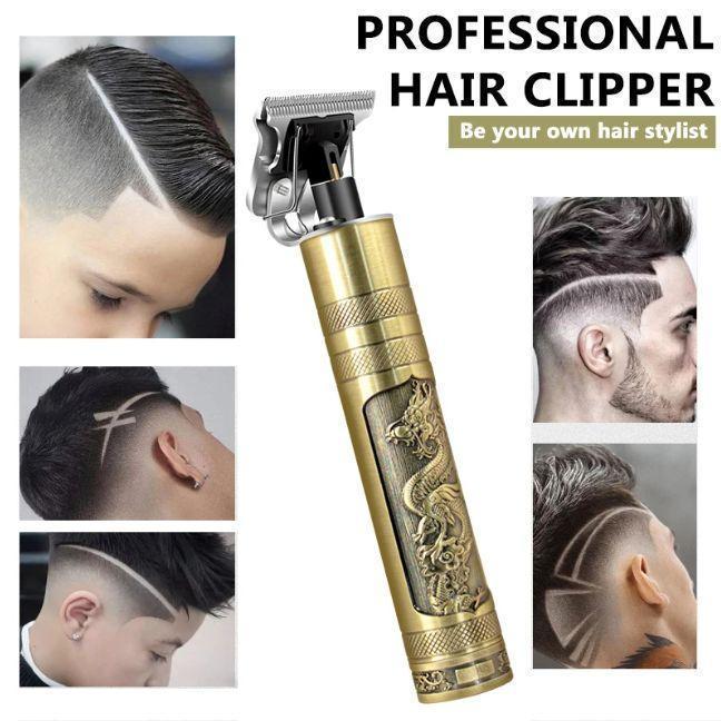Unisex Gold Metal Hair Trimmer with 4 Sharp Blades – Fast Charging, Zero Oil Head Design