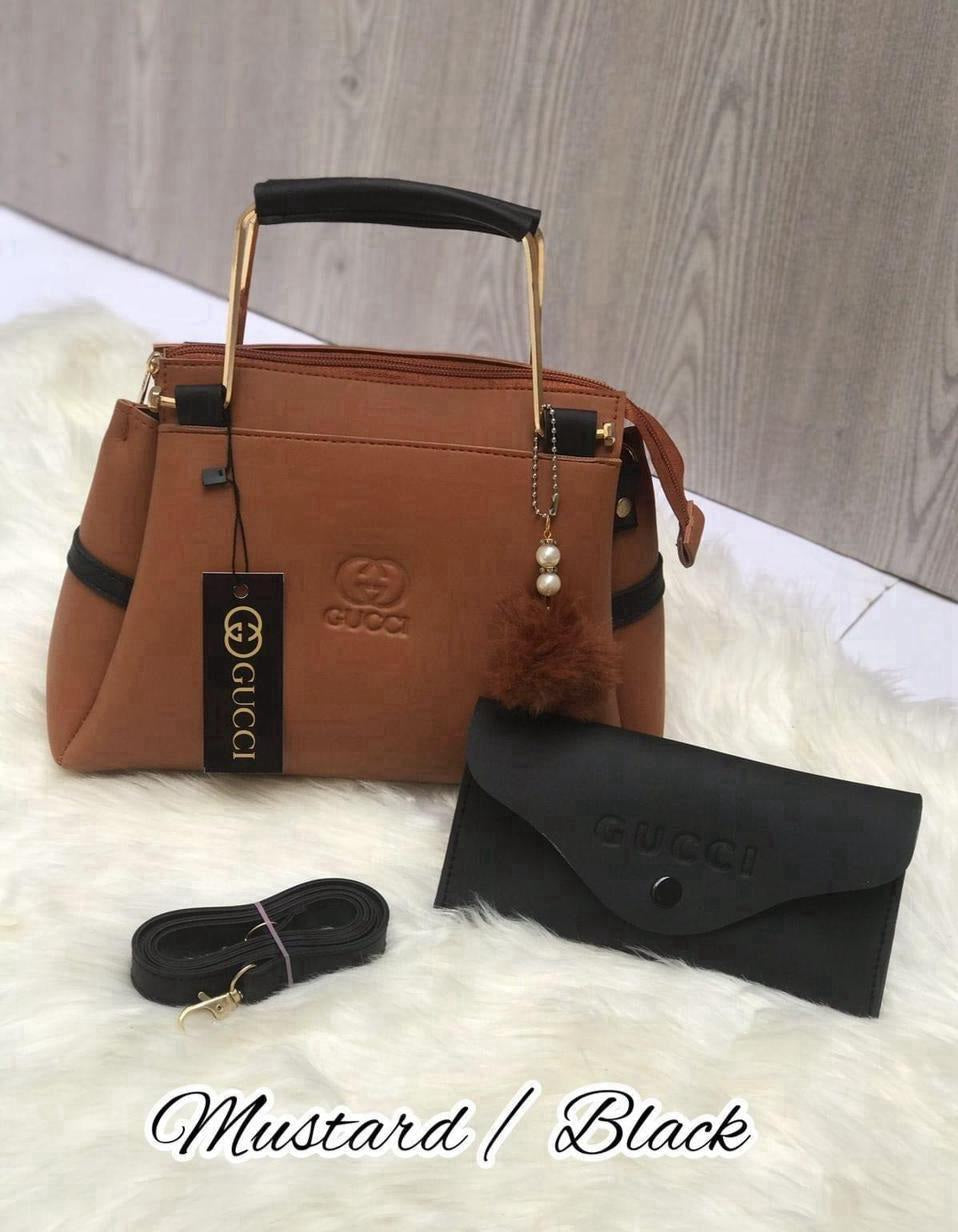 Gucci 2 Pc Girl's Rexine Plain Hand Bag Set
