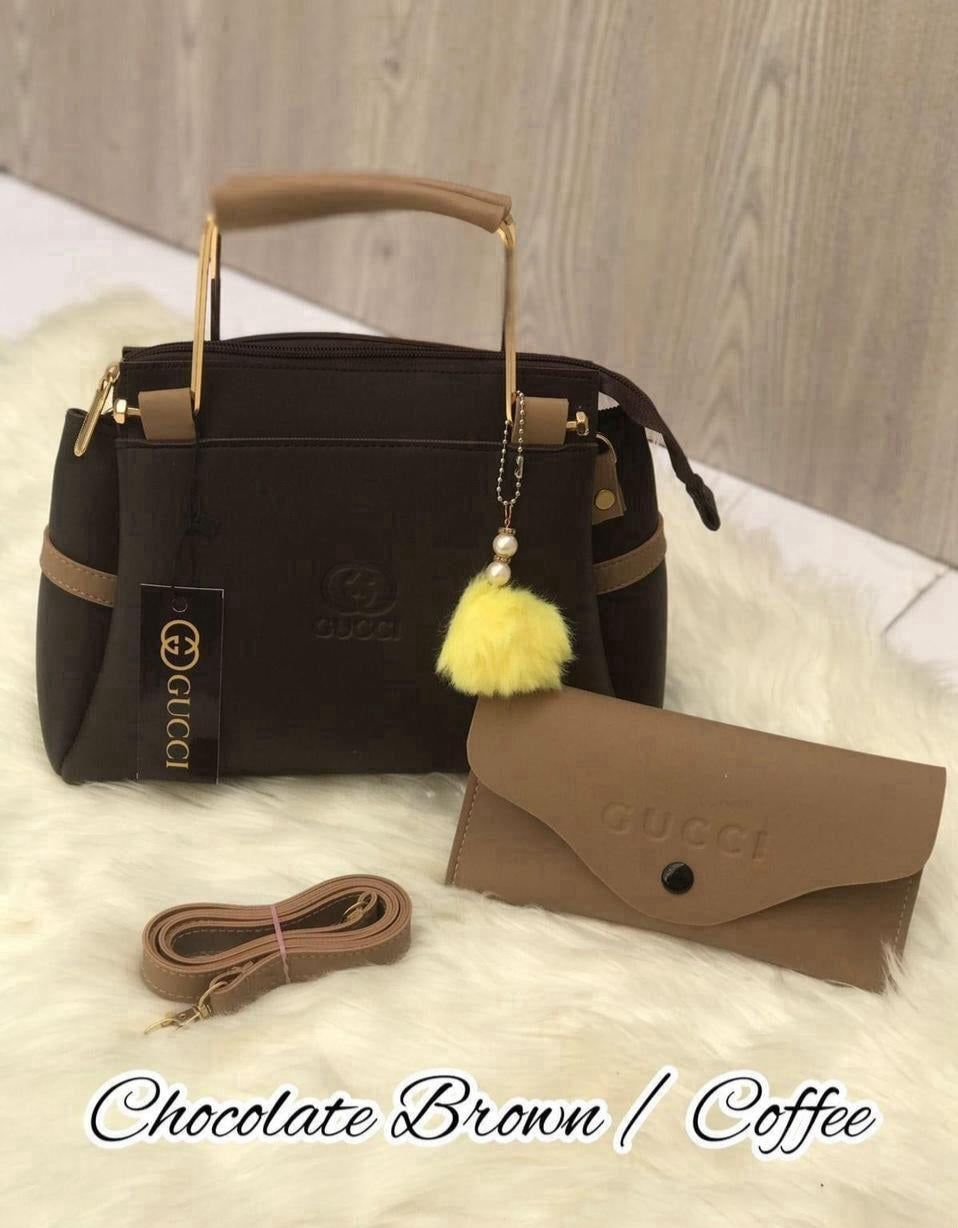 Gucci 2 Pc Girl's Rexine Plain Hand Bag Set